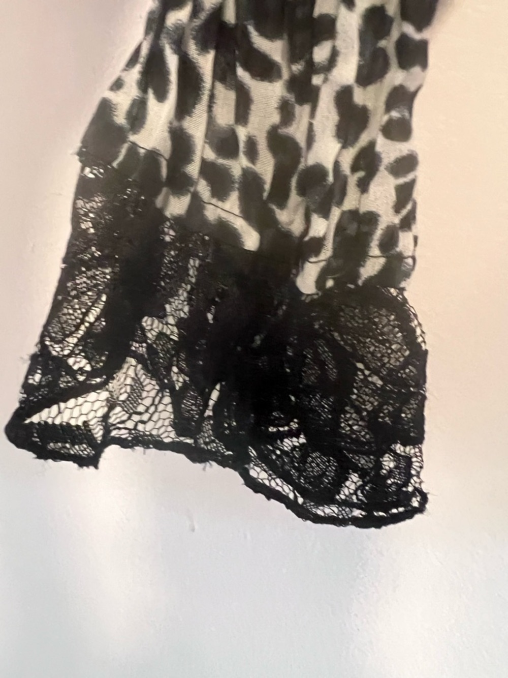 NY COLLECTION Leopard Lace Trim Blouse Top XL Pleated Y2K - Picture 8 of 11